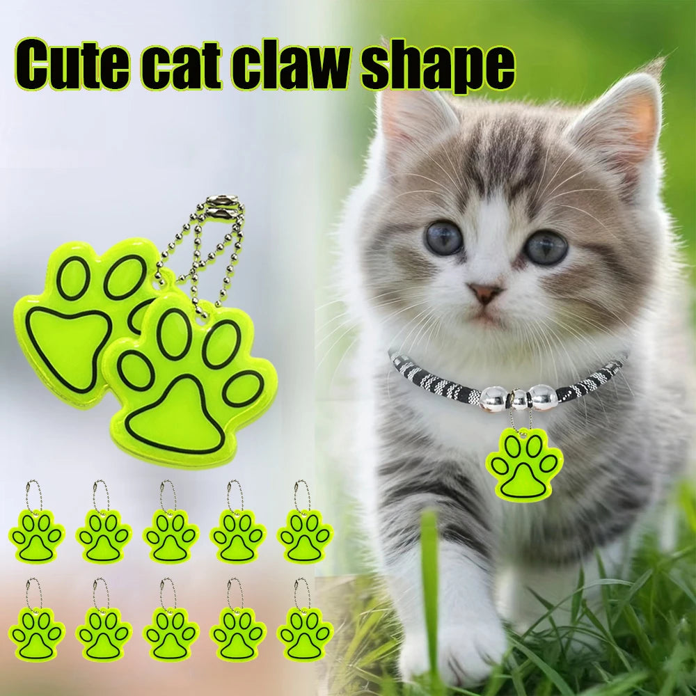 10PCS Cute Cat Paw Keychain Pet Double-sided Backpack Accessories Pendant