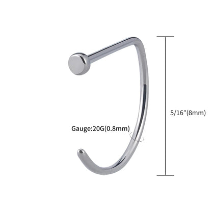 5pcs/lot Right Grand ASTM F136 Titanium 20G Open D Shape Nose Ring Hoop Tragus Cartilage Retainer Body Piercing Jewelry 8MM 10MM