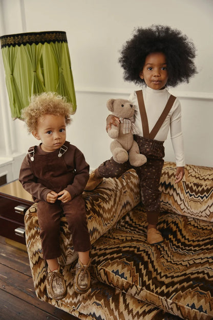 (Ship out in 1 day)AS AW26 Saddle collection Brown Corduroy + Rugby sweatshirt Print corduroy family matching girls boys clothes