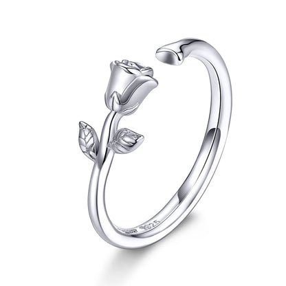 WOSTU 925 Sterling Silver Pet Cat Stackable opening Ring For Women Snake Dog Adjustable rings Fine Jewelry Party Birthday Gift