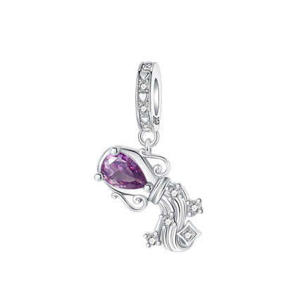 925 Sterling Silver Zodiac Coin Charms 12 Constellation Coin Pendant Crystal Lucky Amulet Beads Bracelet Necklace DIY Jewelry