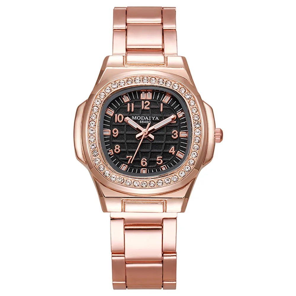 Luxury Ladies Digital Diamond Studded Quartz Watch Fashion 2025 New Rose Gold Stainless Steel Strap Women's Dress Clock Watches