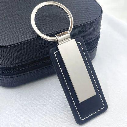 Hot Custom Logo Metal Stainless Steel for Car Moto Keychain Men and Women Keyring Leather Engraved Engraving Key Chain Gift