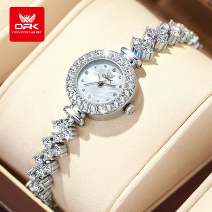 OPK 6057 Full Diamond Quartz Watches for Women Luxury Elegant Fashion Bracelet Wristwatch Original Waterproof Ladies Dress Watch