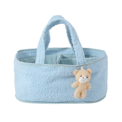 Customized Name Baby Diaper Bags Storage Basket with Bear Pendant Nursery Organizer Basket Storage for Baby Stuff Mom Nappy Bag
