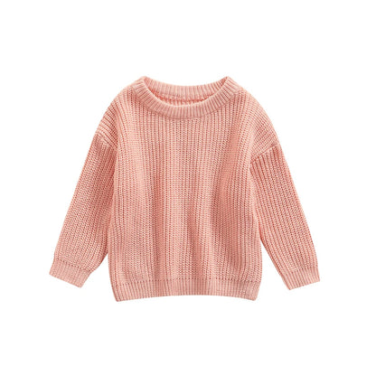 Autumn Winter Newborn Baby Girl Boy Knitted Long Sleeve Sweater Solid Loose Pullover Casual Tops Children Sweater Kids Clothes