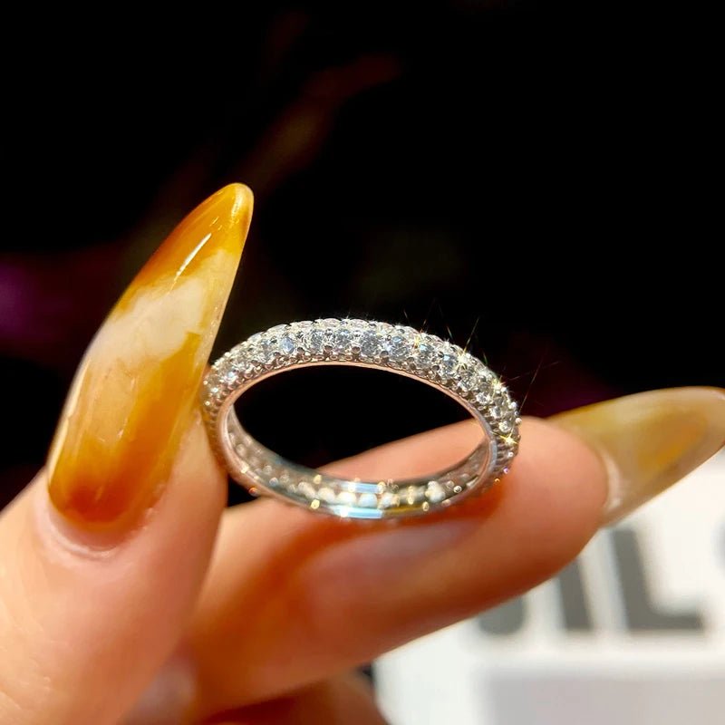 925 Sterling Silver Gorgeous Sparkling Double Layer Zircon Ring For Women Engagement Wedding Luxury High Quality Fine Jewelry
