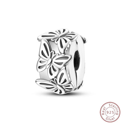 Spring Day 925 Sterling Silver Sunflower Azalea Peony Butterfly Flower Charms Beads Fit 3mm Bracelets DIY Fine Jewelry Making