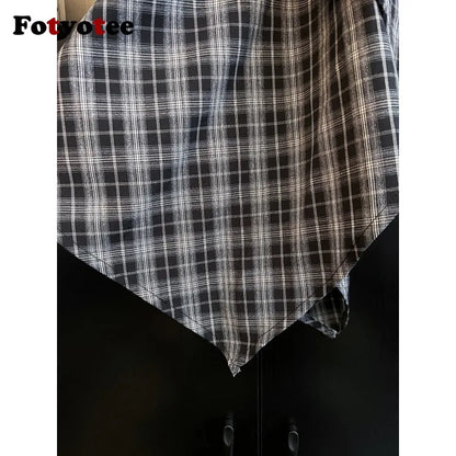 Women's Asymmetric Plaid A-Line Skirt
