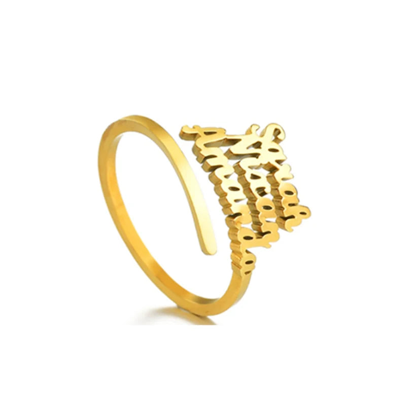 Treebud Custom Name Rings for Women Men Stainless Steel Personalized Nameplate Adjustable Ring Jewelry Gifts Dropshipping
