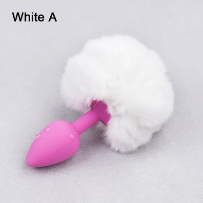 Multicolor Bunny Tail Butt Plug Soft Silicone Anal Plug Indeed Explore Ass Stimulate Roleplay Cosplay Props for Women Men Adults