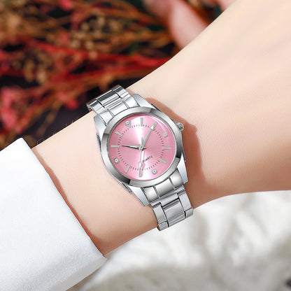 2PCS Fashion Rhinestone Women Watches Bracelet Set Stainless Steel Band Quartz Wristwatch Reloj Mujer Girls Clock（Without Box）