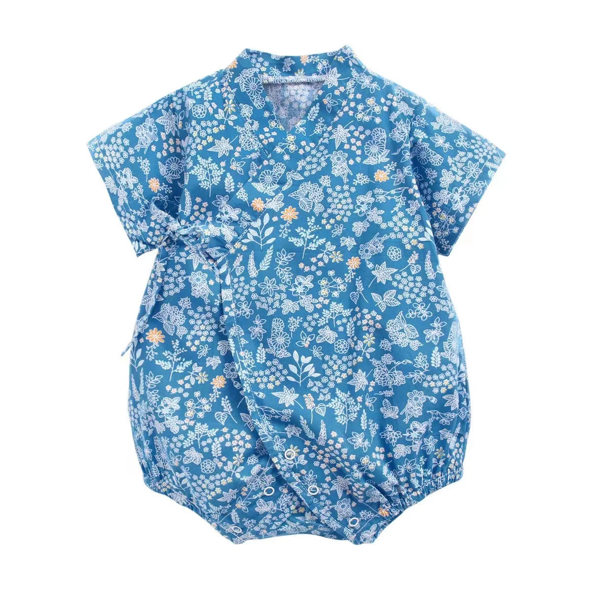 0-18M Summer Baby Girl Boys Clothing  Rompers Jumpsuit Short-sleeved Floral Print  Cute Soft Newborn Infant Baby Kimono Playwear