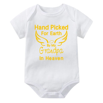 Hand Picked for Earth By My Grandpa/grandma In Heaven Baby Bodysuit Romper Summer Short Sleeve Jumpsuit Ropa