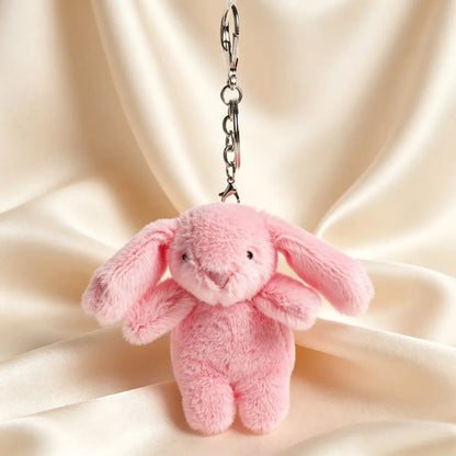 Stuffed Animals Cute Cartoon Rabbit Keychain Love Pompom Trinket Toy Women Bag Car Keychain Mobile Phone Pendant Jewelry Gift