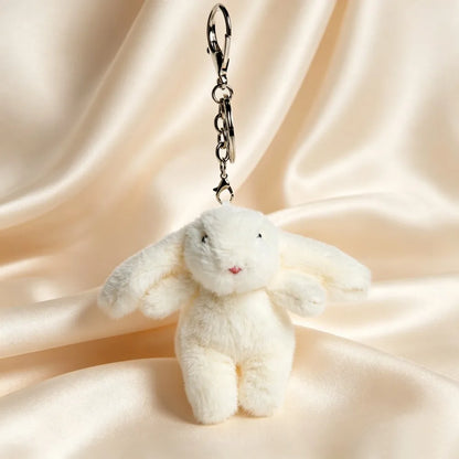 Stuffed Animals Cute Cartoon Rabbit Keychain Love Pompom Trinket Toy Women Bag Car Keychain Mobile Phone Pendant Jewelry Gift