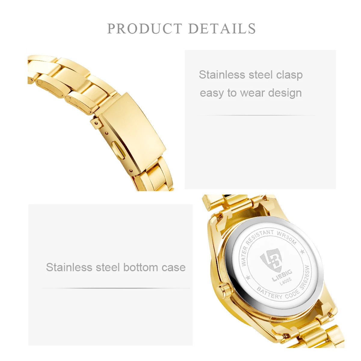 LIEBIG L4005 Quartz Wristwatch 30M Waterproof Fashion Luxury Watch Women Clock Fashion Chronograph Timer Casual Daily Outfit