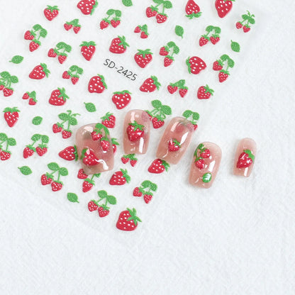 5D Embossed Nail Art Decals Elegant Petals Florals Daisy Flowers Leaves Adhesive Sliders Stickers For Manicure Tips Decoration