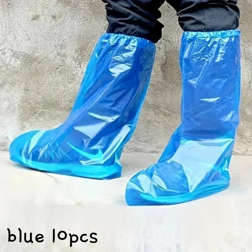 KKJOY 10Pcs Disposable Rain Shoe Covers Transparent Non Slip Waterproof Protectors Uses for Outdoor Wet Weather