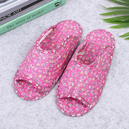 Women's indoor slippers, spring and autumn soft cotton slippers, women's retro floral home bedroom slippers