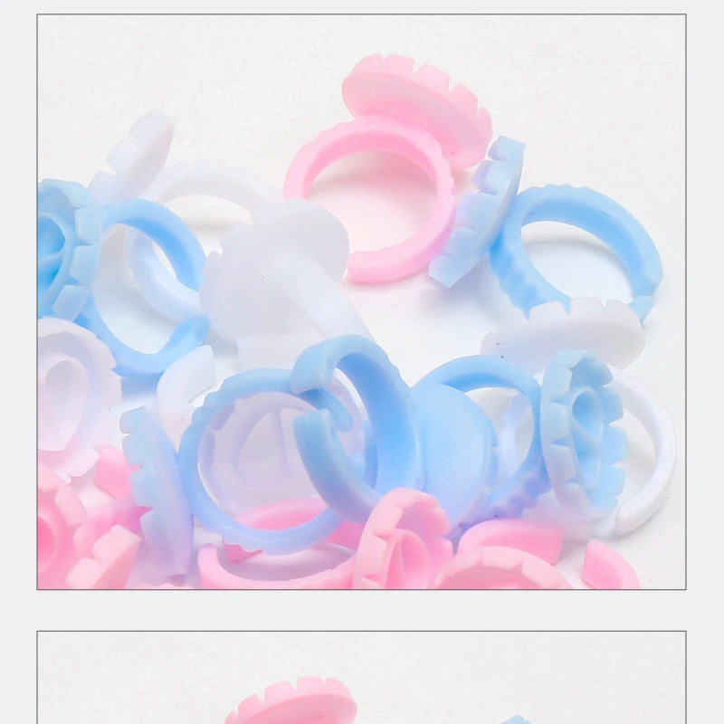 Wholesale100Pcs  Tools Lash Disposable Container Tattoo Pigment Eyelash Extension Cup Rings Holder Eyelash Glue Fan Supplies