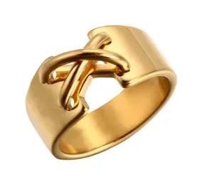 Crystal High End Non Tarnish Fashion Geometric Open Gold Plated Stainless Steel Rings for Women Wedding Ring Jewelry