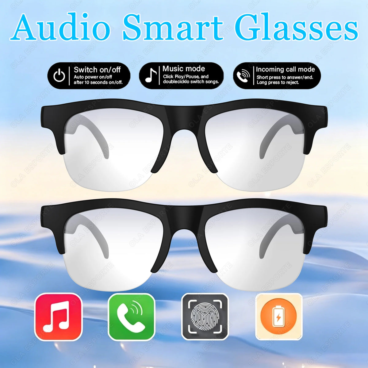 NEW Smart Glasses V5.3 Bluetooth Call High Quality Headphones Outdoor Sports Sunglasses Anti-touch UV Music Player for Men Women