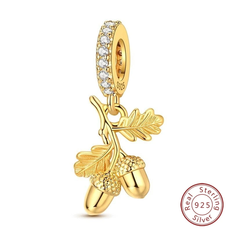 Hot Sales 925 Sterling Silver Golden Series Charms Leopard Little Bear Starfish Bow Bead Fit Original Bracelet DIY Women Jewelry