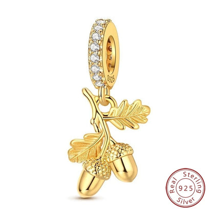 Hot Sales 925 Sterling Silver Golden Series Charms Leopard Little Bear Starfish Bow Bead Fit Original Bracelet DIY Women Jewelry