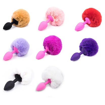 Multicolor Bunny Tail Butt Plug Soft Silicone Anal Plug Indeed Explore Ass Stimulate Roleplay Cosplay Props for Women Men Adults