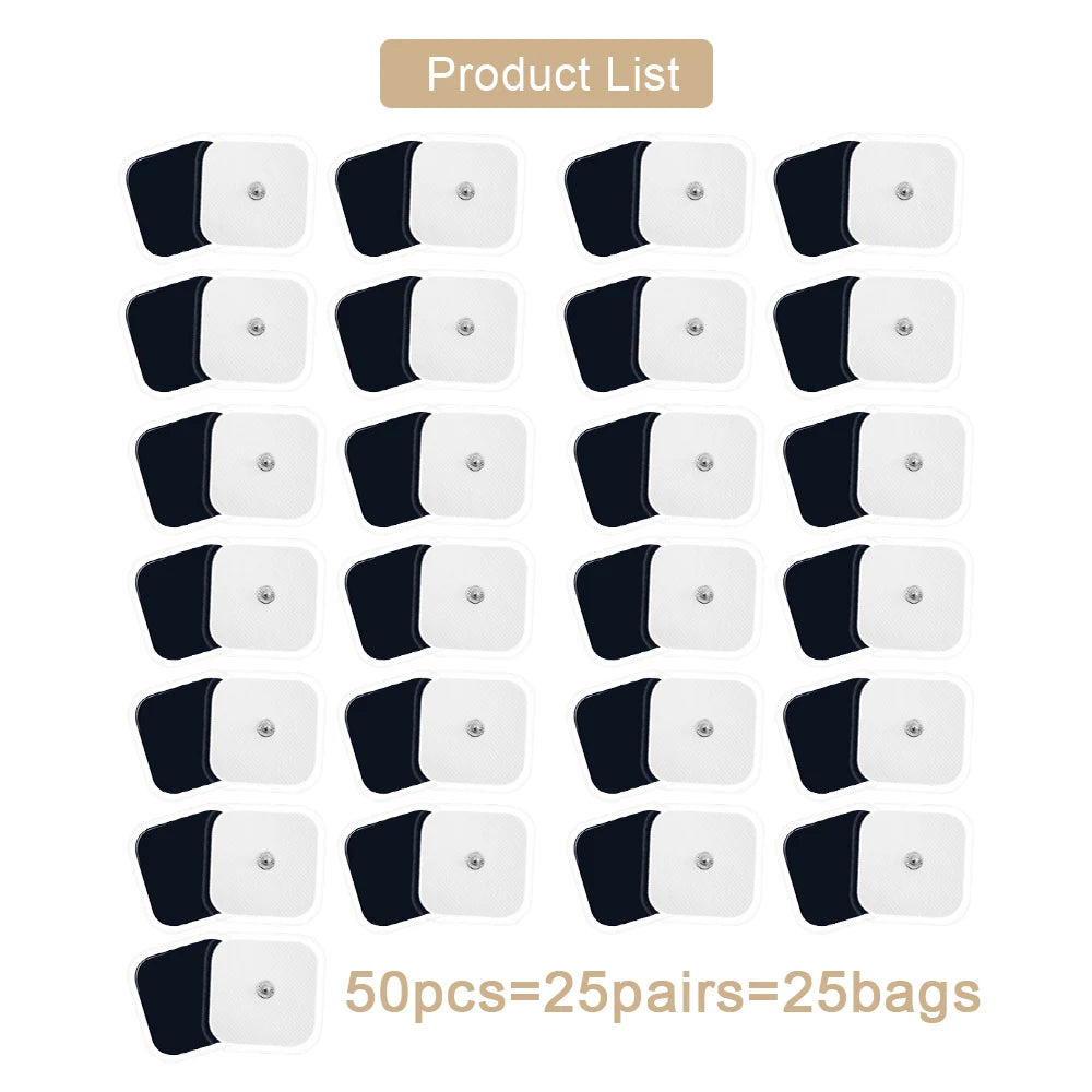 5*5cm Electrode Pads White Black Tens Machine Reusable EMS Acupuncture Body Muscle Massager Sticker Accessories Adhesive Patch