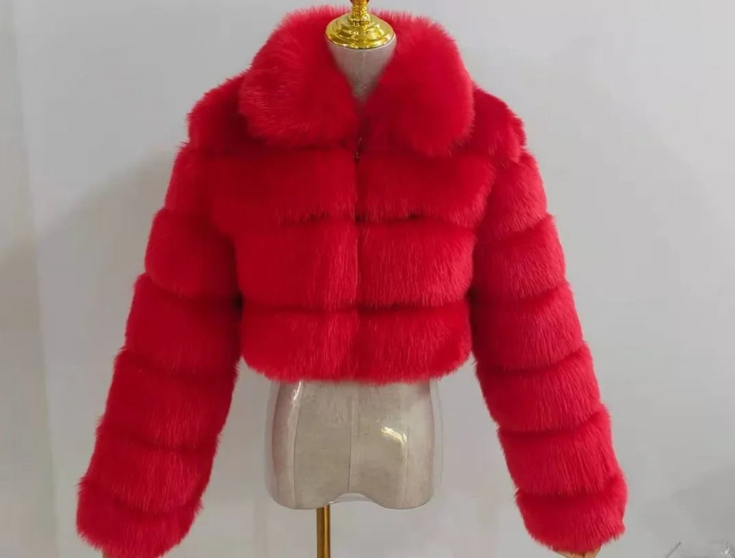 2024 Women's Faux Fur Coat Winter Women Short Warm Thick Faux Fox Fur Coat Vests Raccoon Fake Fur Coat Office Lady Warm Jacket