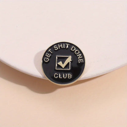 Creative Personality English Club Black Circular Brooch Fashionable Versatile Metal Badge Accessory