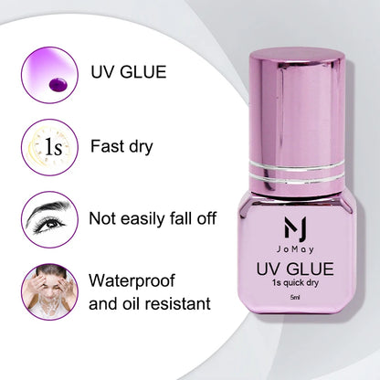 TPO-FREE 5ml UV Eyelash Extension Glue 1S Fast Drying Strong Hold Long Lasting Low Odor Adhesive for Professional Lash Techs