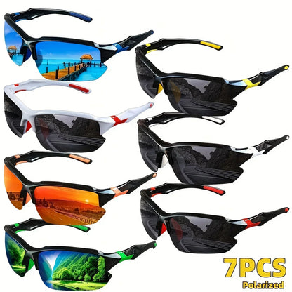 7/14PCS Polarized Sports Glasses for Men and Women Outdoor Windproof Fashionable Suitable for Baseball Running Fishing Golf and Driving Christmas Gift Recommendation