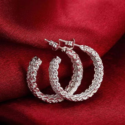 Original Designer 925 Sterling Silver Elegant Crystal Jewelry Fashion Zircon Circle Hoop Earrings For Woman Wedding Party Gift