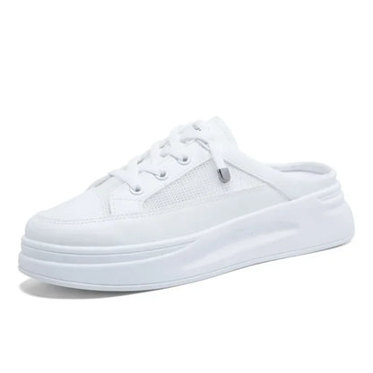 2024 Summer New Baotou Mesh Breathable White Shoes Fashionable Casual Half Slippers Round Toe Women's Sandals NO:M12