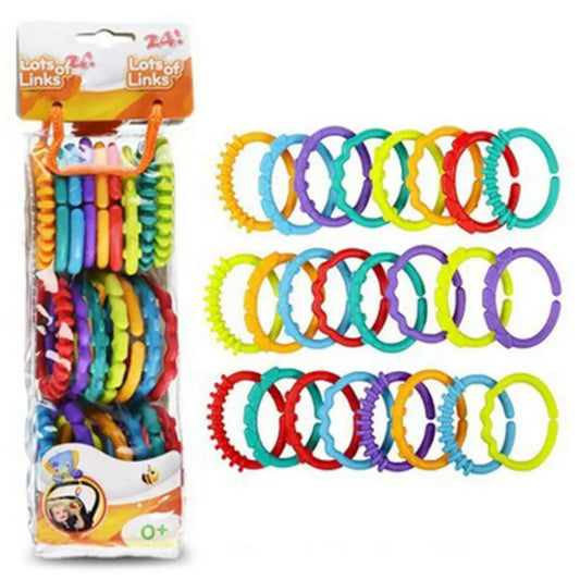 24pcs Food Grade Soft Plastic Teethers Multi Circle Ring Shaped Baby Teether Rodent Nursing Accessories for Baby Drop Shipping