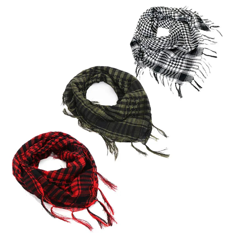 1/2/3Pcs Men Women Scarf Plaid Tartan Lightweight Cotton Keffiyeh Scarf for Winter Square Shawl Scarf Tactical Neck Warmer Cover