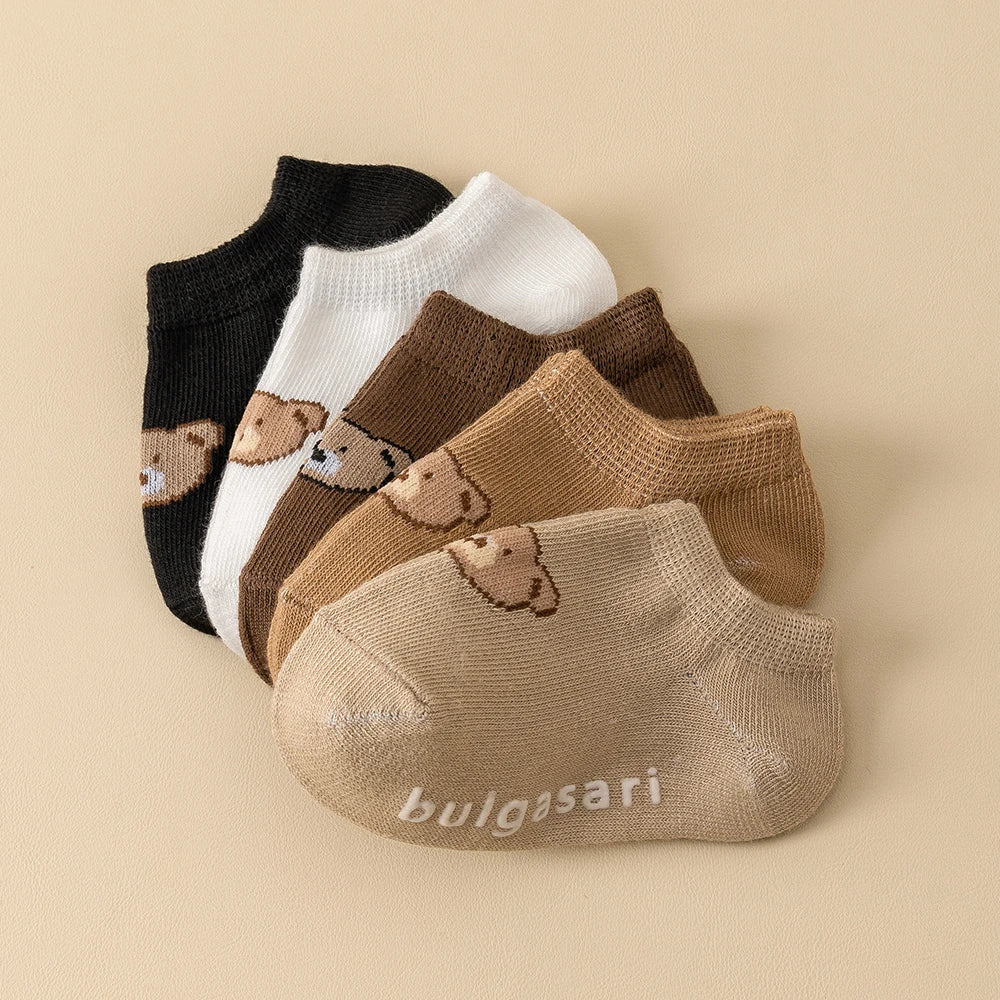 5/10Pairs Baby Non-Slip Socks for 0-5Y Toddler Socks Cute Anti-Skid Silicone Dot Sole for Boys and Girls