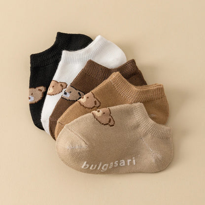 5/10Pairs Baby Non-Slip Socks for 0-5Y Toddler Socks Cute Anti-Skid Silicone Dot Sole for Boys and Girls