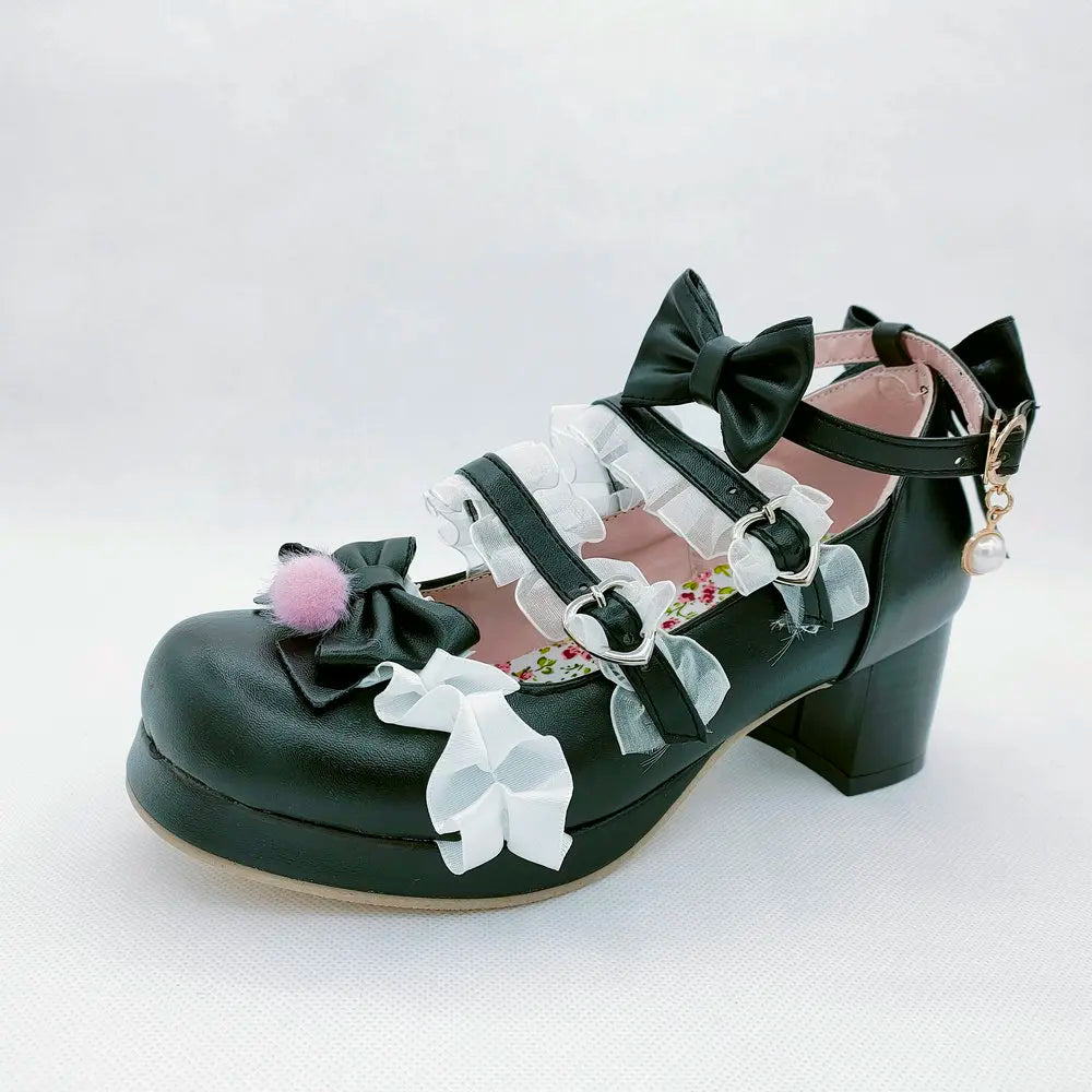 Cross-Strap Bow-Detail Mary Jane Heels