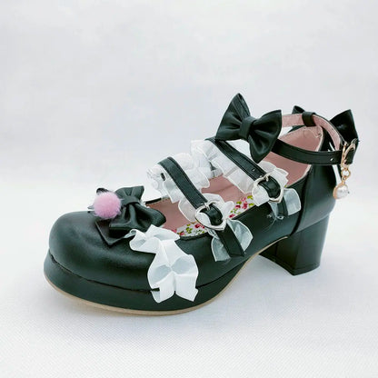 Cross-Strap Bow-Detail Mary Jane Heels