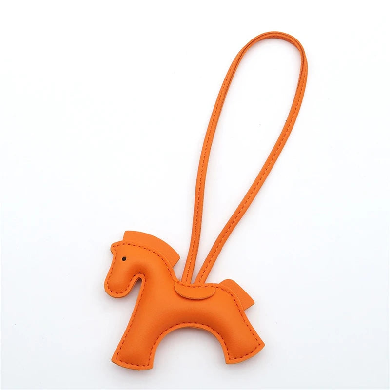 2025 New Fashion Bag Accessories Horse Keychain With Strings Rope All-around PU Leather Tiny Horse Embellishment For Female Gift