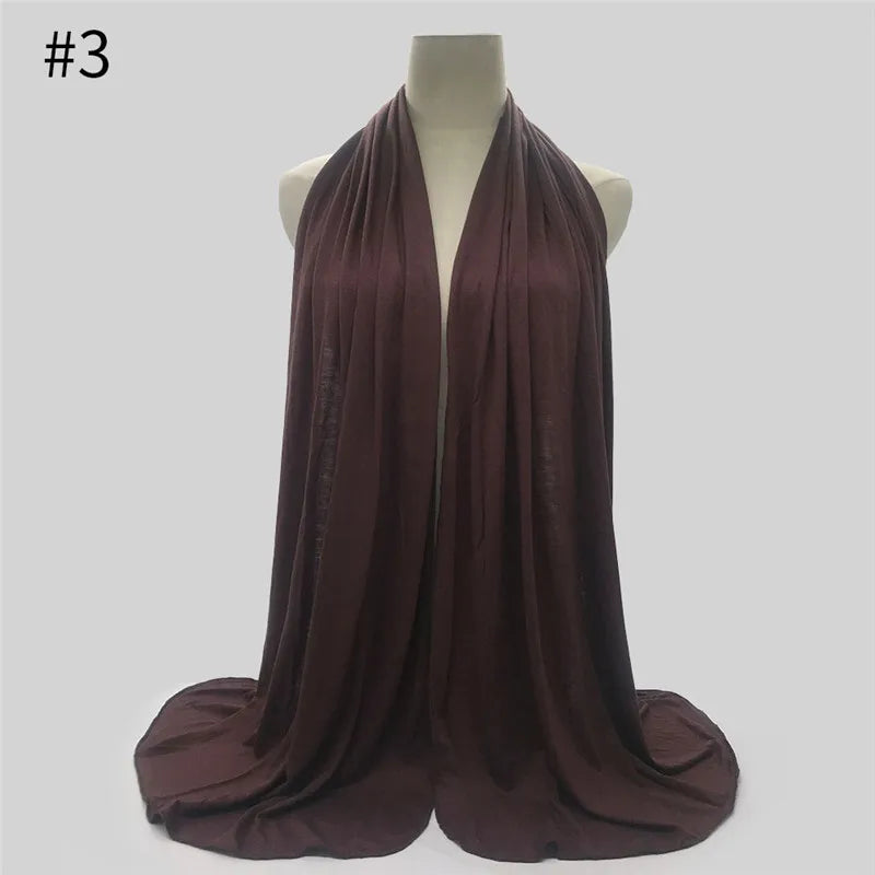 28Color Modal Cotton Jersey Hijab Scarf Ramadan Long Muslim Shawl Plain Solid Soft Turban Wraps For Women Headband
