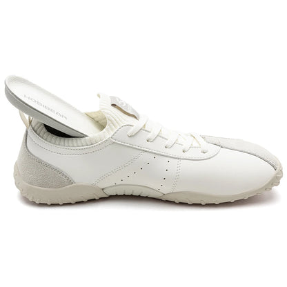 HOBIBEAR Wide Toe Box Sneakers for Men Women Minimalist Artificial Leather Walking Shoes Lightweight Lace Up Casual Sneakers