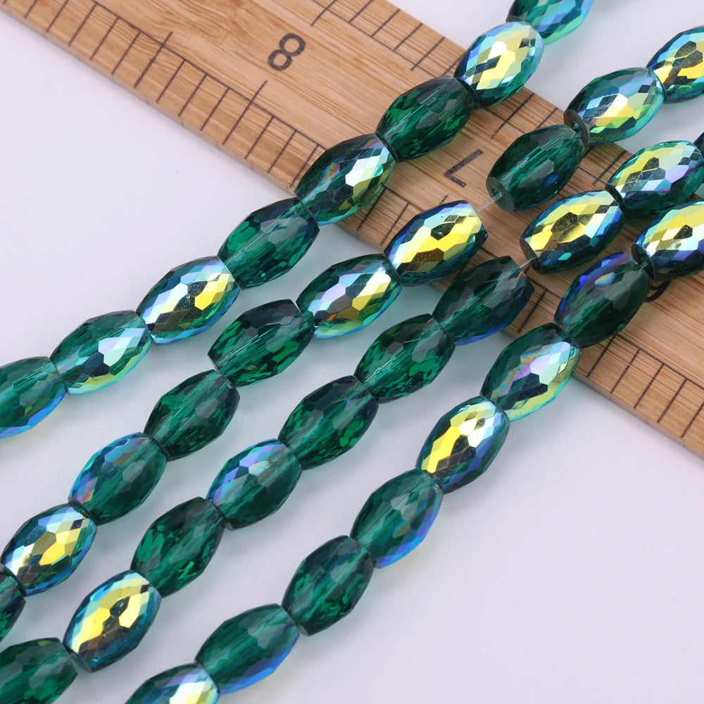 10pcs 12x8mm Oval Cylinder Faceted Cut Crystal Glass Loose Crafts Beads for Jewelry Making DIY