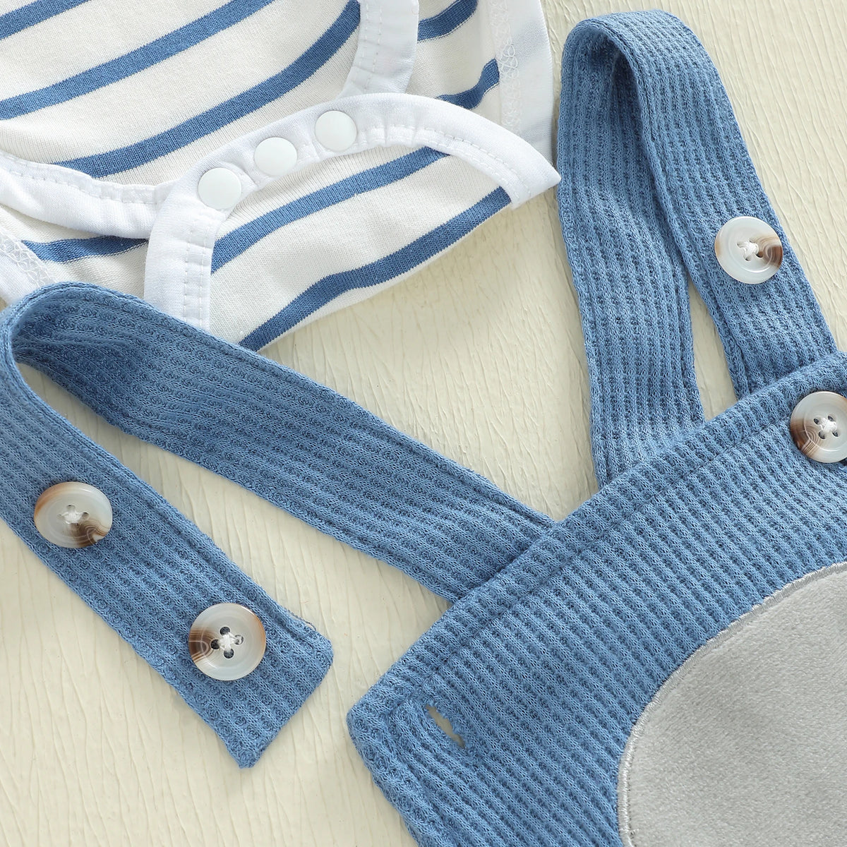 Citgeett Autumn Infant Baby Boys Outfit Sets Long Sleeve Striped Romper Elephant Embroidery Suspender Pants Hat Sets