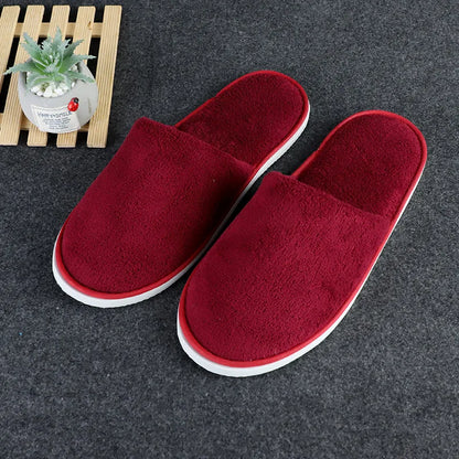 5 Pairs/Lot Winter Cotton Slippers Men Women Disposable Hotel Slippers Home Plush Slides Travel SPA Hospitality Guest Footwear
