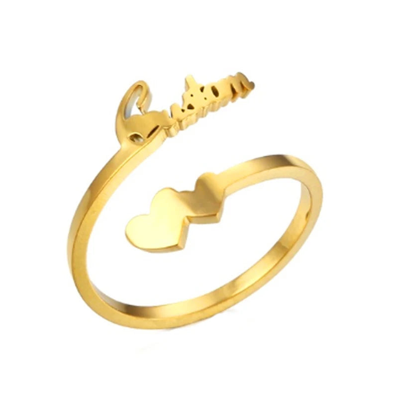 Treebud Custom Name Rings for Women Men Stainless Steel Personalized Nameplate Adjustable Ring Jewelry Gifts Dropshipping